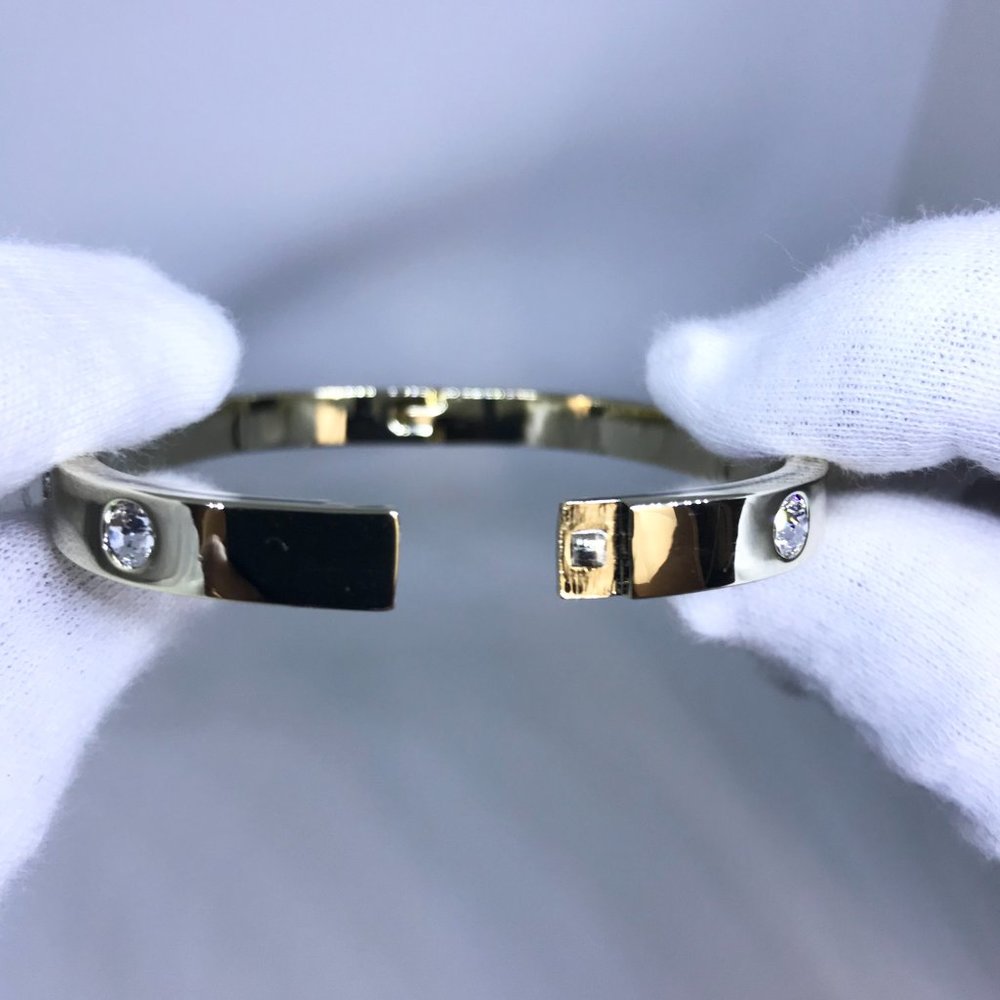 NEW 18K Gold Filled "UNISEX" Bracelet CZ Crystals - Picture 3 of 4